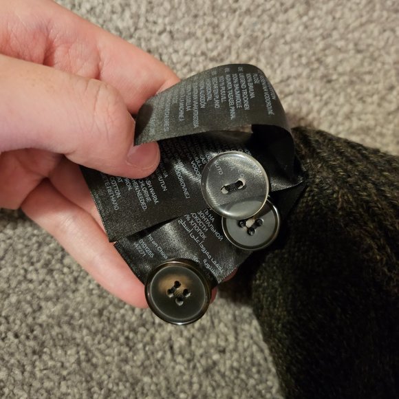 H&M Green Knit Collared Double Breasted Buttons Cardigan US Men M - Picture 6 of 9